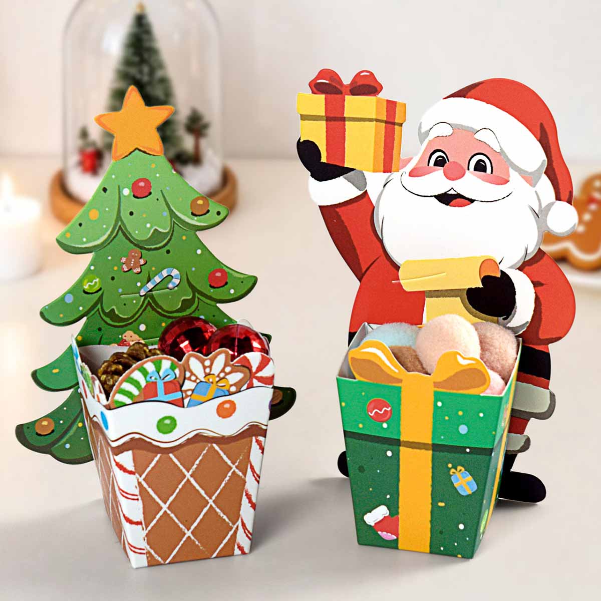 Plant Parent Gifts - 10/20Pcs 3D Santa Claus Gift Packaging