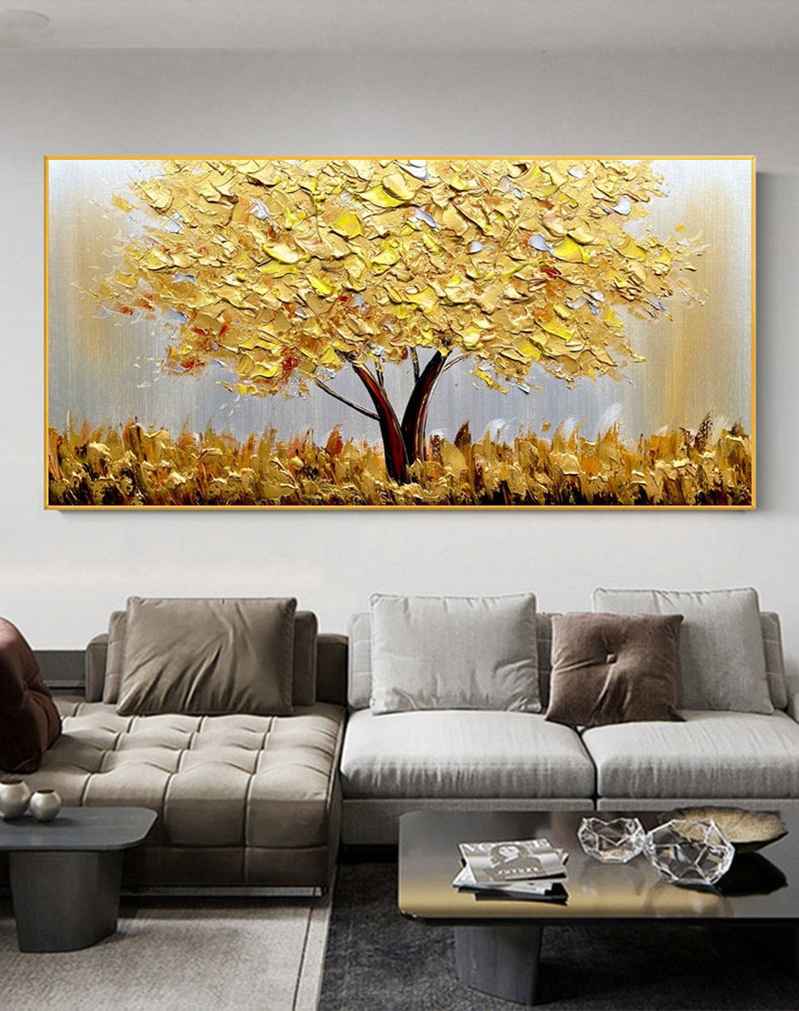 Blooming Gold Tree On Canvas A - Plant Parenting 评论和价格