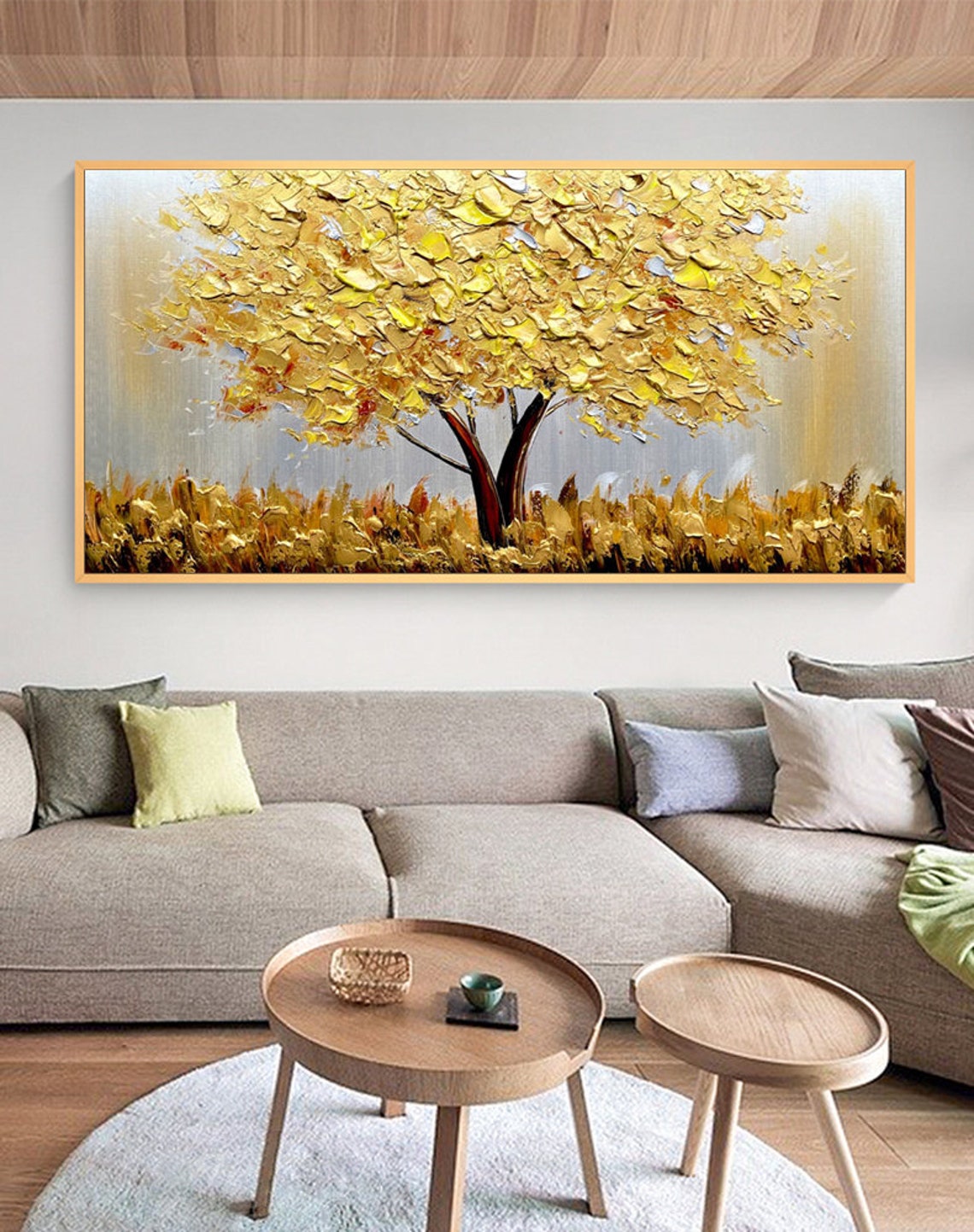 Blooming Gold Tree On Canvas A - Plant Parenting 评论和价格