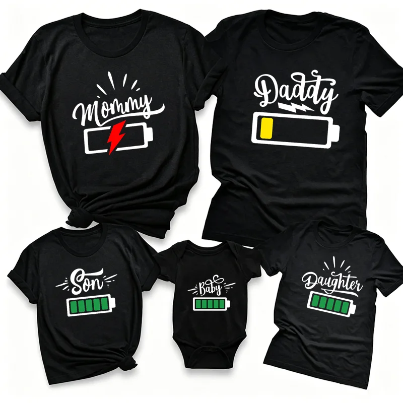 Funny Matching Family Battery  - Plant Parent T Shirt 评论和价格